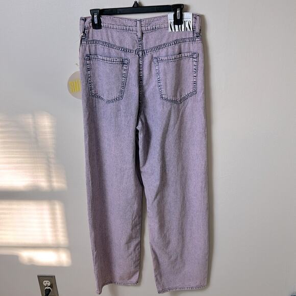 NEW Snacks by Mother The Pleated Fun Dip Puddle jeans in Silver Pink, 27 - Picture 6 of 13